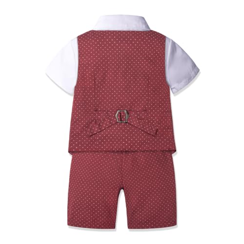 Image of Nwada Boys Suit Toddler Dress Clothes Shirt with Bow Tie, Dress Pants Sets Kids Gentleman Outfit suits