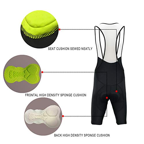 LEADER CYCLING Men’s Cycling Bib Shorts Bike Bicycle Compression Quick Dry Summer Pants with 3D Breathable Padded (Medium, Black) - Thumbnail 4