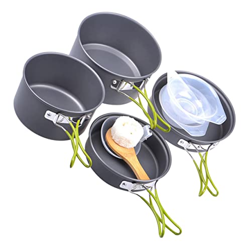 Abaodam Portable Camping Cookware Set Person Outdoor Cooker Kit Non-Stick Pot Folding Design Lightweight for BBQ Picnic Hiking