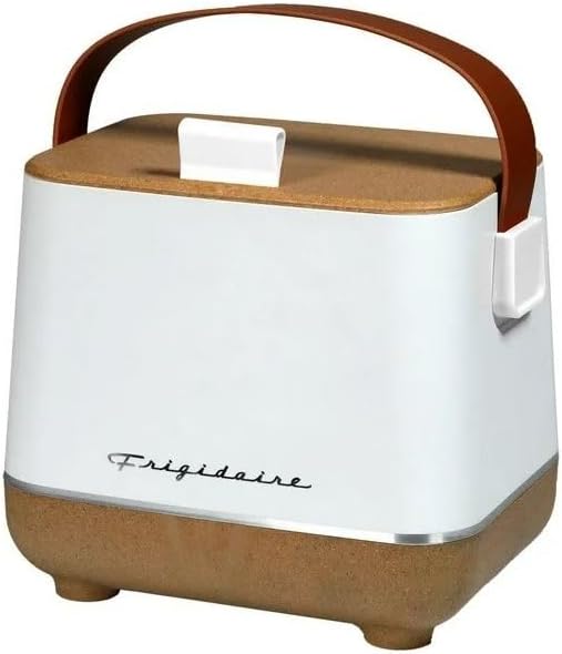 Frigidaire Portable Top Opening Lid Insulated 6-Can Mini Fridge Cooler, White Color, Compatible with 110v Wall outlet or 12V car adapter, EFMIS310-WHITE (Renewed)