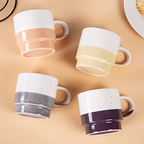 Cutiset 13 Ounce Stackable Coffee Mug Set With Metal Rack,Exquisite Assorted Color Mugs For Coffee, Tea, Cocoa, Milk, Set Of 4 #TOP3