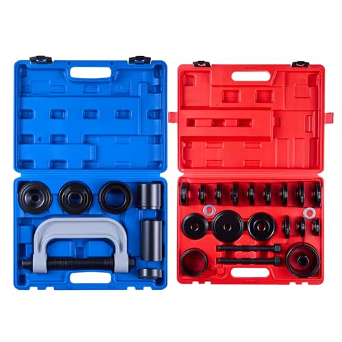 Image of VEVOR 10pcs Ball Joint Press & 24pcs Wheel Bearing Race and Seal Driver Set with 13 Bushings, C-Frame and Sleeves, 2 in 1 Bearing Press Kit, Heavy Duty Removal Installation Set