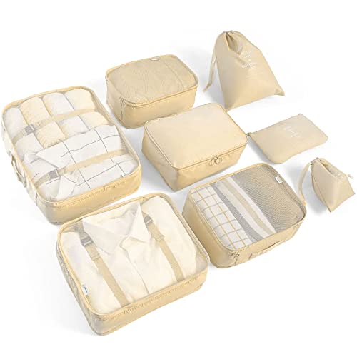 AMAYGA 8pcs Bolsas De Almacenamiento De Viaje a Prueba De Agua Ropa Embalaje Cubo Organizador De Equipaje, Zapatos, Cosméticos Accesorios