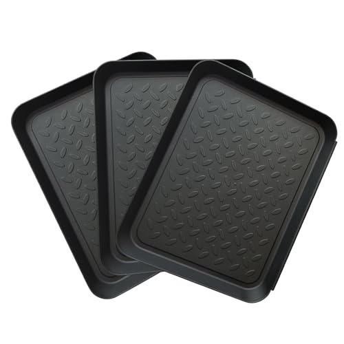 QUIIEOSKIA 3 Stück Schuhabtropfschale, Schuhwanne aus Kunststoff, Schuhmatte Abtropfwanne 35 x 27 x 3 cm, für schmutzige und nasse Schuhe, Hundefuttermatte,Gummistiefel, Schlammschaufe