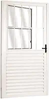Porta Social Palheta de Alumínio 210 x 80cm Linha 25 Lado Esquerdo Esquadrias Bergamo Branco