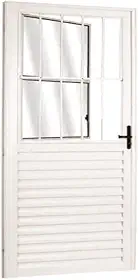 Porta Social Palheta de Alumínio 210 x 80cm Linha 25 Lado Esquerdo Esquadrias Bergamo Branco