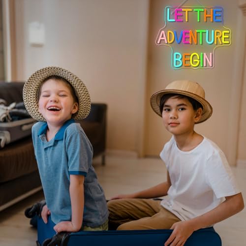 Adventure Neon Sign Colorful RainboW Neon Signs for Wall Decor Dimmable Let's Party Led Sign, Funny Neon Lights for Bedroom Home Club Bar Wedding Engagement Birthday Party Decor — view 3