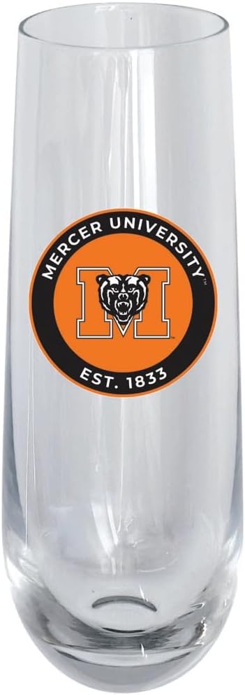 R and R Imports Mercer University Copa Flauta Sin Pie 10 oz Pack de 2