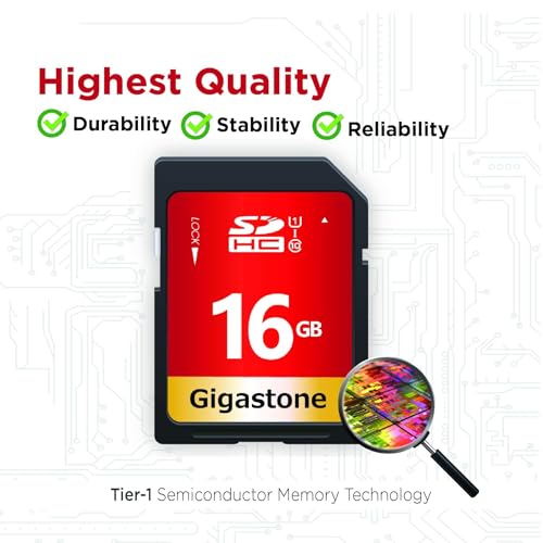 Image of GIGASTONE 16GB SD Card 50-Pack UHS-I U1 Class 10 SDHC Memory Card High Speed up to 80MB /s Full HD Video Compatible with Digital Camera, SPYPOINT TACTACAM WOSPORTS Trail Camera, with 50 Mini Cases
