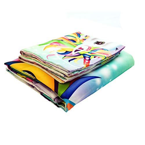 Suncloris,Rainbow Unicorn Fairytale With Sparkling Stars,Bedding Sheet Set .Included:duvet Cover,Pillowcase(No Comforter Inside) (02, (Twin)) #TOP5