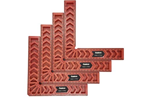 Fladess 8 Inch Positioning Squares, 90 Degree Clamping Square for Woodworking, Corner Clamps for Picture Frames, Boxes, Cabinets or Drawers, L-type Right Angle Ruler, Carpenter Tool (4pcs.Red)