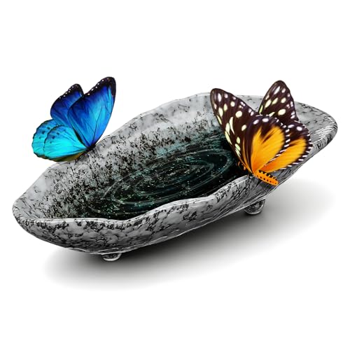 Kisangel Ceramic Butterfly Feeder, Bee Watering Station 8. 25 Inch Butterfly Puddler for Garden Outdoor Water Dish Decor