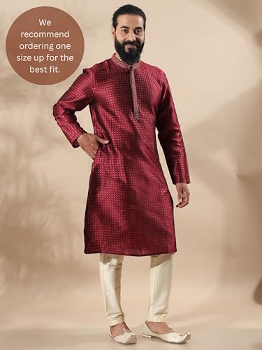 Filori Studio - Men's Authentic Woven Design Long Kurta with Zari Embroidery (Kurta Only)2