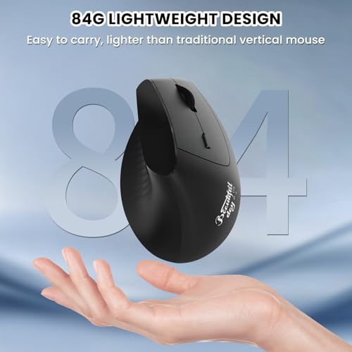 AJAZZ i300 Ratón Ergonómico Vertical Inalámbrico, 2,4GHz/BT, 84g de peso Ligero, Silent Clicks, ángulo Vertical de 57°, Reduce Muscle Strain, 1600DPI, Ratón de Oficina para Win/Mac/iPad/Laptop, Negro - imagen 7
