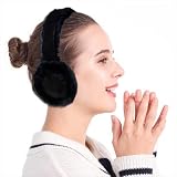 MaxW Winter Ear Muffs for Men and Women Suede Sheepskin Wool Earmuffs Outdoor Furry Ear Warmer Black