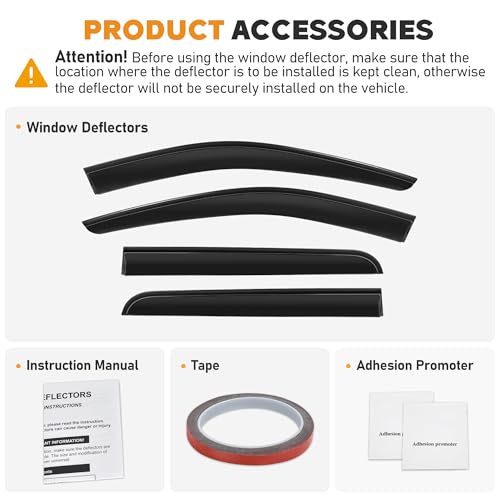 Image of Shatterproof Taped-On Window Deflectors for Chevy 2025-2026 Equinox (NOT for EV),Out-Channel Rain Guards, Window Visors for Cars, Vent Deflector, 4pcs