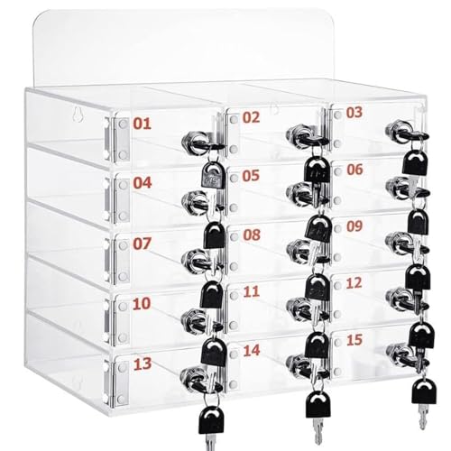 Gabinete de almacenamiento de teléfonos celulares de acrílico con llave individual 2