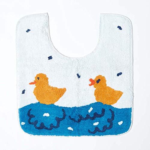 HOMESCAPES Duck Pond Pedestal Mat, 45 x 50 cm, 1400 GSM rug in 100% Cotton, Non Slip Spray Back, Washable at Home