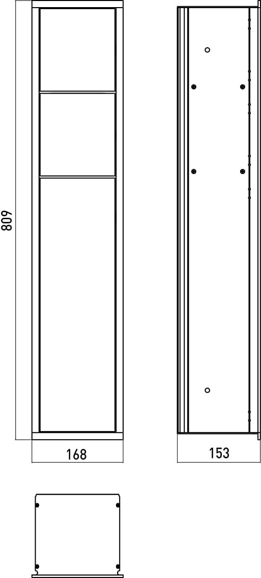 Emco 978305052 Flush-Mounted Asis Public WC Module 150 Aluminium, Hinge RH (809)