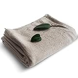 Pure 100% Linen Bath Towel - Stone-Washed 30 x 60 inch Soft Lightweight Travel Towel - Waffle Weave...