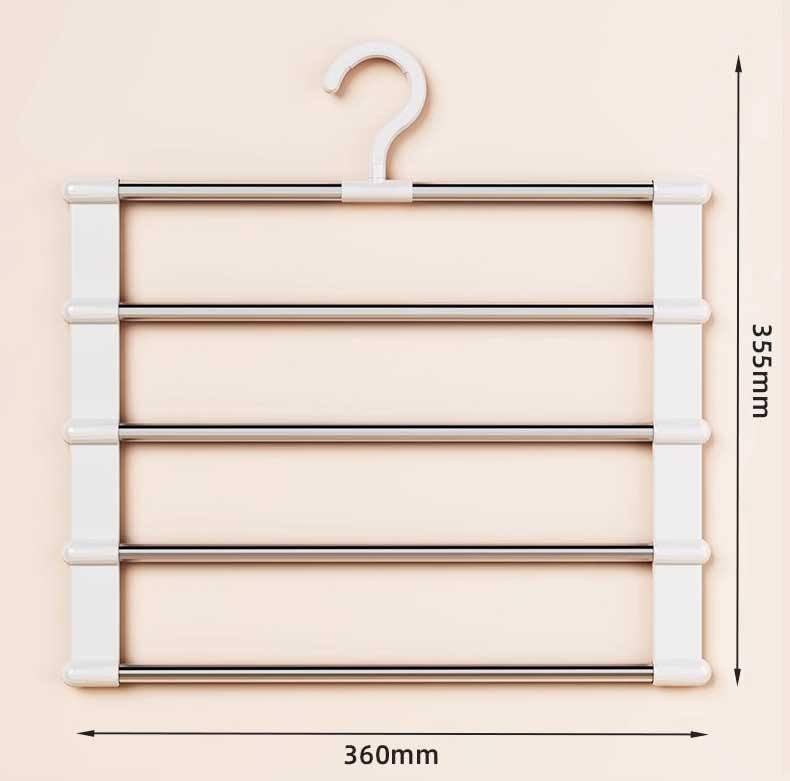 Image of Xmart India 5 Layer Folding Pants Hangers - Stainless Steel Multi-Tier Closet Organizer Space-Saving Hanger for Jeans, Trousers, Leggings Multi-Layer Pant Organizer for Wardrobe, Clothes (2 Pcs)