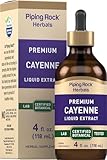 Piping Rock Cayenne Pepper Drops | 4 Fl Oz Tincture | Liquid Extract Supplement | Vegetarian, Alcohol Free | Non-GMO, Gluten Free