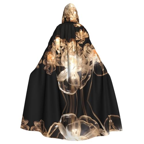 POEZJZW Disfraz de túnica con capucha con patrón de flores roscadas, para hombres y mujeres, disfraz de Navidad, disfraz de cosplay