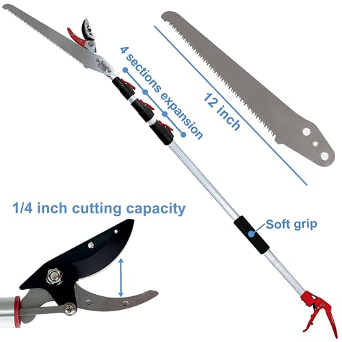 Mesoga Extendable Tree Pruner & Trimmer 4 Section Telescoping Pole by Mesoga - Image 2