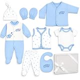 Blue Eyes Set regalo per bambini, 8 pezzi, in 100% cotone, per la nascita 0-4 mesi (stella blu)