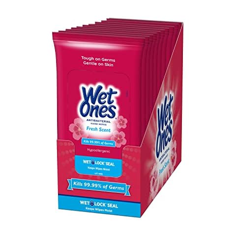 Wet Ones Antibacterial Hand Wipes Case, Fresh Scent | 20 ct. Travel Size (10 pack) Cover
