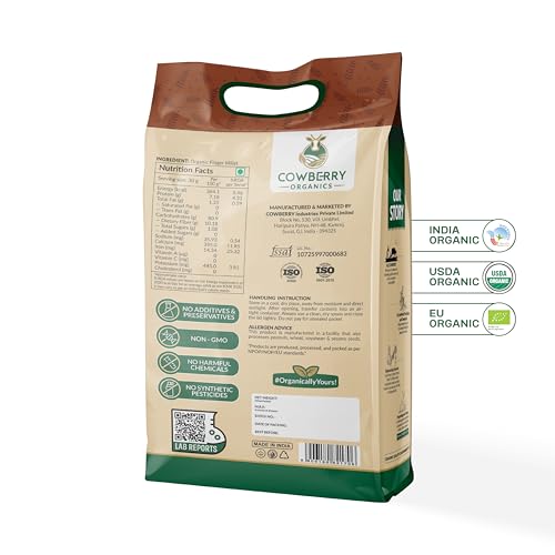 Image of COWBERRY Organic Khapli Atta 5 kg, Lab-Tested for 252+ Chemical Residues | 100% Certified Organic | Stone-Ground Below 40C | NPOP USDA EU Certified
