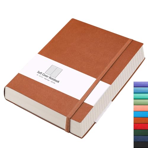 AHGXG College Ruled/Lined Notebook - 320 Numbered Pages B5 Lined Journal, 100gsm Thick Paper, Faux Leather Softcover, Inner Pock