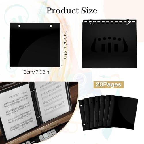 OOTDAY 7.5 x 6.5\'\' Music Folder-Double Side PVC Waterproof Flip Folder Pages with 2 Binder Rings for Marching Band, Clarinet Lyre, Trumpet Lyre, Trombone, Flute, 20 Windows - Thumbnail 3