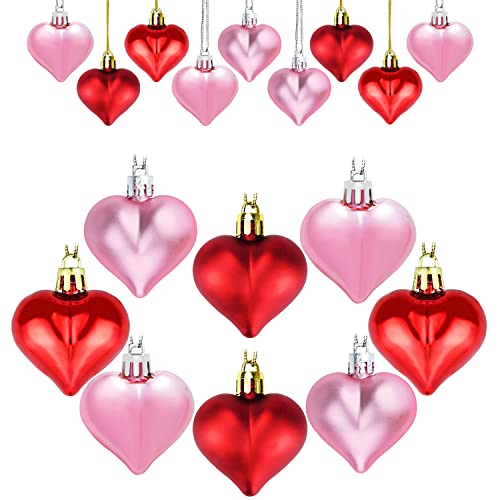 24 Pieces Heart Shaped Baubles Valentine's Day Heart Ornaments Hanging Decorations For Christmas Tree Wedding Mother's Day Anniversary Proposal Engagement Home Party Decor #TOP5