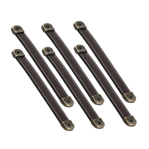 BESTonZON 6個 皮革製引き出し取っ手 アンティーク風亜合製キャビネットプル ハンドル キッチン 寝室 リビング用家具用