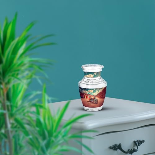 Image of Bike Urn Miniature Urns for Human Ashes 3 Inch 2 Qty | Memorial Urns Burial Decorative for Mom & Dad