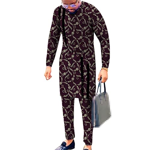 Costume imprimé africain pour homme avec chemise patchwork Ankara et pantalon noir taille 4XL