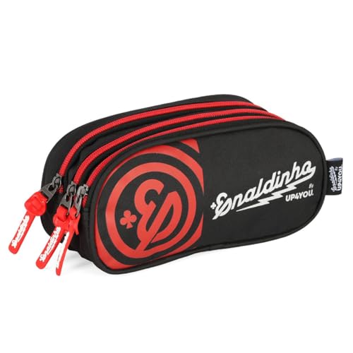 Estojo Triplo Enaldinho Organizador Infantil Juvenil Escolar (Vermelho)