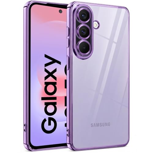 Image of VONZEE Clear Logo Electroplating Transparent Case for Samsung A37 5G, Magnetic Plating Electroplate TPU Cover, Individual Camera Protection for Each Lens - Deep Purple