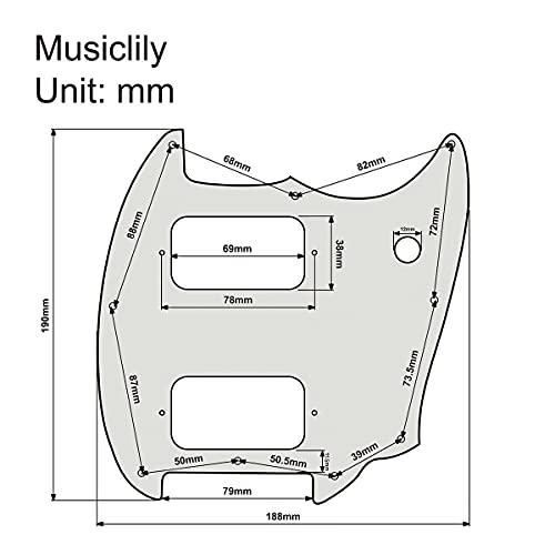 Image of Musiclily Pro 9 Holes Round Corner HH Guitar Pickguard 2 Humbuckers for Squier Bullet Series Mustang Electric Guitar, 3Ply Mint Green