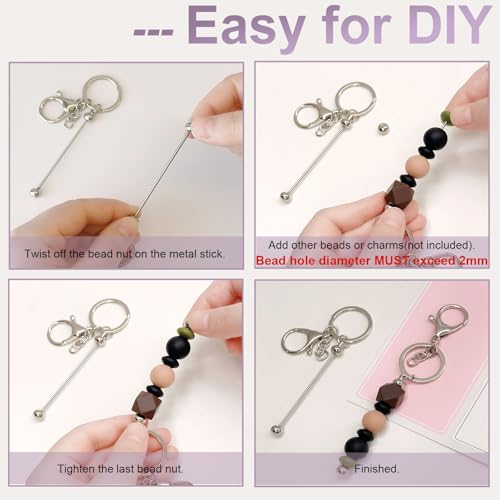 Image of 20 /40pcs Beadable Keychain Bars Bulk Blank Creative Cute Keychains Bar for Beads Purse Keychains for Women Man