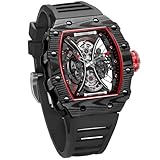 FEICE Watch for Men's Automatic Wrist Watch Sapphire Crystal Japanese Movement Skeleton Mechanical Watch with Carbon Fiber Strap Waterproof Sports Wristwatch - FM602Black