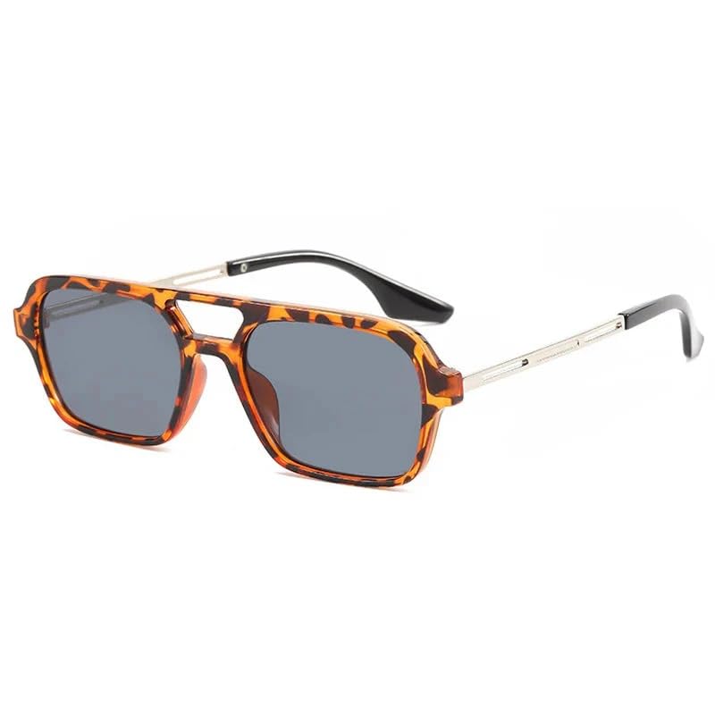 Lunettes de soleil pour femme design carré vintage motif léopard