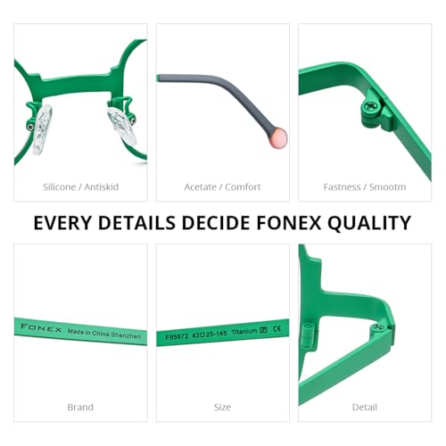 Image of FONEX Colorful Titanium Glasses Frame Men Left Round Right Square Optical Eyeglasses Women F85747