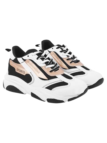 Shoetopia Zapatillas de correr para mujer, blanco, 3 UK