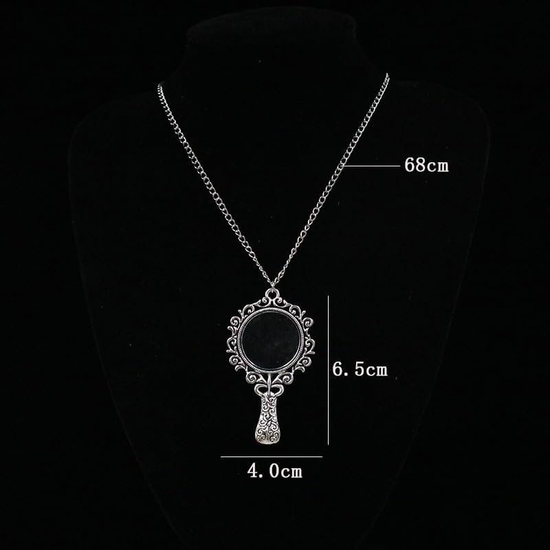 WLLAY Vintage Ancient Mirror Pendant Necklace Long Chain For Women Jewelry Gift - Image 6