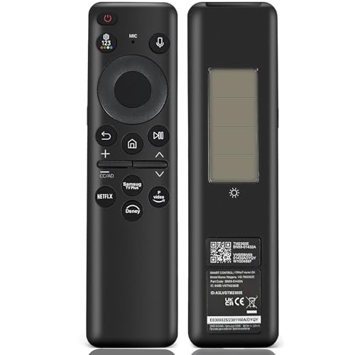 Rechargeable TV Remote Control BN59-01432A Compatible with Samsung Smart TV Works for Samsung 2021-2023 QLED OLED 4K 8K Smart TVs with Bluetooth Voice Control Solar&USB-C Charging 5 Year Warranty