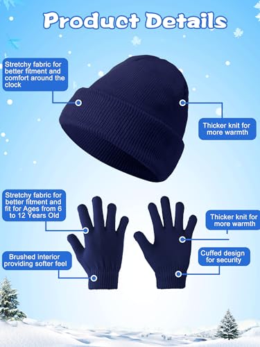 Image of Retisee 96 pcs Kids Winter Beanie and Gloves Set Knit Hat Bulk Unisex Magic Warm Gloves Cap for Boys Girls Homeless Gift(Multicolor)