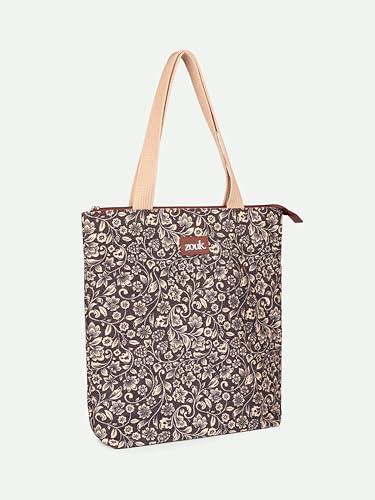 Image of ZOUK Ivy Tote Bag for Women | Handcrafted Jute Khadi with Vegan Leather Handles | Lightweight, Foldable & Travel-Friendly Everyday Carry Bag |