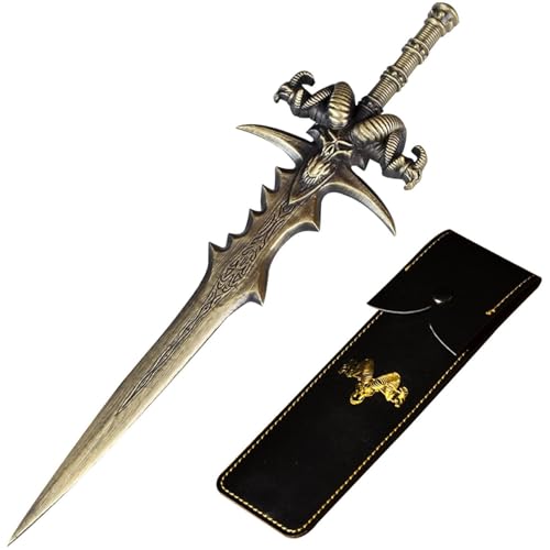 Cuchillo Abrecartas Gótico con Funda de Cuero, Cortador de Sobres Medieval Fantástico, Decoración de Escritorio y Regalo para Fans de la Fantasía y Coleccionistas